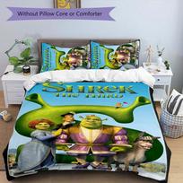 Shrek 3pcs Bedding Set Duvet Cover Closure Includes 1 Duvet Cover & 2 Pillowcases for All Seasons Bedroom Home Dorm Decor 135cmx200cm
