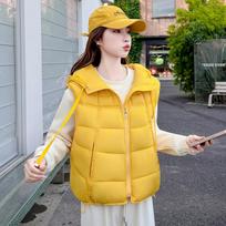 Cross2026 Women's Thickened Down Cotton Vest - Autumn/Winter Casual Korean Style Gilet Jacket XXL citrinos geltonos spalvos