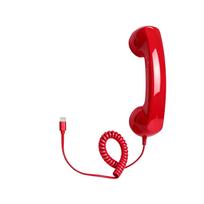 Vintage Retro Telephone Handset with Plug for Smartphone, External Earpiece for Home and Calls One Size raudona