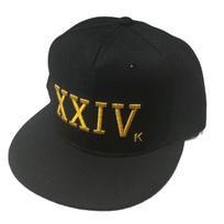 Bruno Mars 24K Magic XXIV Siuvinėta Hip Hop Kepurė Plokščiu Krašteliu Adjustable black