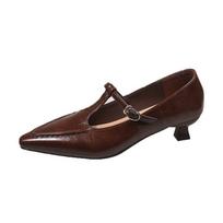 Pointed hollow thin heel Mary Jane shoes spring and autumn new niche T-buckle with shallow mouth single shoes women 40 ruda