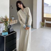 Women's Two-Piece Set: Wide-Leg Pants & Fake Two-Piece Suit - Korean Style Casual Outfit for Spring/Autumn 2026 XL (121-130 jin) gray