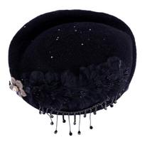 British Jeweled Style Embroidered Beret Hat For Women Adjustable Head Size Lightweight Headwear
