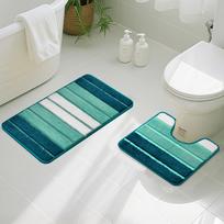 Bath Mat Set 50×80CM and 40×50CM Extra Soft Absorbent Microfiber Non-Slip Rugs for Shower Floor Bathmat Bathroom Accessori Decor žalsvai mėlyna