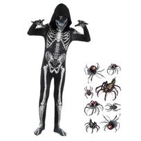 Baisus Helovino Siaubo Vaikas Skeletas Kostiumas Juodas Su Gobtuvu Mirties Nešėjas Persirengimo Berniukas Ghostbusters Kostiumas Mardi Gras Šventės Kostiumas 110 gray