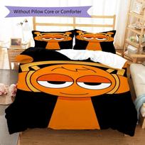 Sprunki Orange Cartoon Character Headphone Print Duvet Cover Set 3Pcs Game Character Bedding Bedroom Home Decor Without Pillow Core Comforter 200x200cm orange