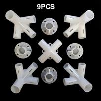 4/9pcs White Tent Replacement Spare Parts 3x3m Gazebo Awning Tent Feet Corner Center Connectors for 25/19mm PVC Sun Shelter Part