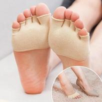 1 pora puspirštinių kojinių su pirštų separatoriais kojų išlyginimui skausmo malšinimui kojų priežiūros kojinės One Size beige