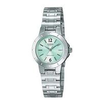 Casio Moteriškas laikrodis - LTP-1177A rožinis, žalias, mėlynas ciferblatas, sidabrinė apyrankė / Klasikinis laikrodis, Autentiškas Casio LTP-1177A-3A green white