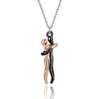 Promise Lovers Hug Necklace Hip Hop Wedding Chain Necklaces Couple Hugging Pendant  Valentine's Day M gray