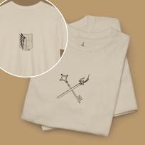 Attack On Titan Steel Blade & Basement Key Tee | AOT Scout Regiment Anime Shirt 130 beige