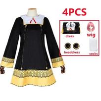 Anime Šnipų Šeima Anya Netikras Cosplay Kostiumas Mažylis Vaikai Anya Cospla Kawaii Juoda Suknelė Šventiniai Drabužiai Perukas Helovinas Moteris Mergaitė Kids 110cm juoda