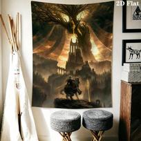 Elden Ring Wall Tapestry Aesthetic Wall Hanging Printed Fabric Blanket Decorative Tapestries for Bedroom Living Room Home Decor 100cm x 150cm brown
