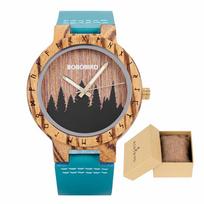 BOBO BIRD Watches Unisex Wooden Case Quartz Wristwatch PU Leather Strap Support Dropshipping LOGO Customize black