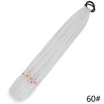 MISS WIG Sintetinės gradiento spalvos nešvarios pintos arklio uodegos 65 cm elastinės guminės juostos, pinamos ponio uodegos plaukų priauginimas moterims ir mergaitėms 65cm white