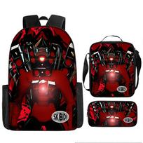 Fast delivery Skibidi toilet backpack cross-border fashion backpack retro schoolbag cartoon backpack three-piece set Lunch Bag brown
