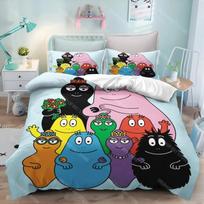 3D Print L-Les & B-Barbapapa Bedding Set Double Twin King Duvet Cover Comforter Pillowcase Boys Girls Adults Bedroom EU Single 90x200cm black