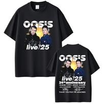 O-Oasis Live 25 Tour Marškinėliai Vyrams Moterims Gotikiniai Derliaus Viršutinė dalis Marškinėliai Vyriški Aukštos Kokybės Trumpomis Rankovėmis Marškinėliai#Spalva(4) XXXXL juoda