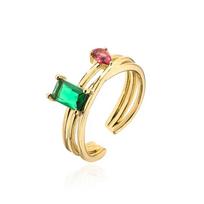 High-End Retro Green Zircon Ring Women'S Style Light Luxury Niche Temperament Fashion Versatile Design Ring beige