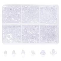 Earring Backs Studs Kit Clear Hypoallergenic Metal Rubber Silicone Earring Backs Bullet Clutch Stoppers for Fish Hook Earrings gray