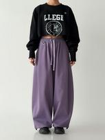 Women's Retro Purple Drawstring Balloon Pants - Loose Fit, Wide Leg, Spring/Summer Casual Style Small, Medium pilkšvai balta