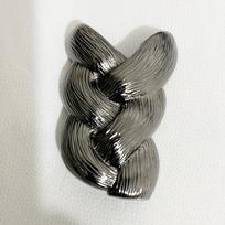 Personalized Golden Alloy Cable-Knit Hair Ties, Versatile High-Elasticity Black Bands for Stylish Ponytails. gray