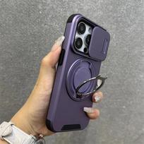 Heavy-Duty Rugged Armor Magnetic Bracket Phone Case For iPhone 17 16 Plus 15 14 13 12 11 Pro Max Slide Camera Protection Cover iPhone 16