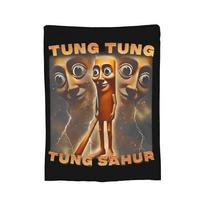 Tung Tung Tung Sahur Knitted Blanket Flannel Italian Brainrot Ultra-Soft Throw Blanket for Bed Bedspread Size: 75*100cm, Weight: 230 GSM