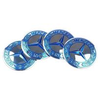4 vnt. 56 mm automobilio logotipo ratlankių dangtelių lipdukai Aliuminio aksesuarai Mercedes Benz Amg W205 W211 W204 W212 W213 W203 W176 W221 blue