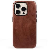 Genuine Leather Case for iPhone 15 Pro Vintage Real Skin Luxury Phone Back Cover for iPhone 15 Pro Max Business Men Genuine Leather&For iPhone 15 Pro Max tamsiai ruda spalva