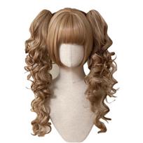 Cosplay Lolita Perukas su Kirpčiukais Ombre Helovino Harajuku Perukas Princesės Kirpimas Dviguba Uodega Karnavalas Style 3 beige