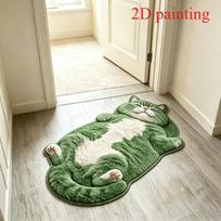 Mielas miegantis kačiukas kilimas svetainei 2D imitacija Katės miegamojo dekoras kilimas Purus minkštas pliušinis kilimas Namų sutirštintas grindų kilimėlis 50x100cm white