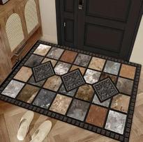 Natural Stone and Tile Themed Door Mat Non‑Slip Rug for All‑Purpose Home Decoration 30x50cm gray