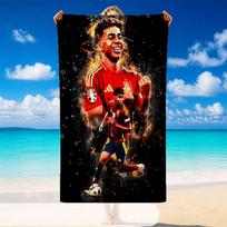 Quick Dry Beach Towel Lamine Yamal Pattern, Lightweight Absorbent Towel for Pool Beach Vacation Use 70cmx140cm(27x55inch) red