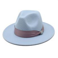 Unisex Flat Brim Wide Brim Felt Hat European American Style All Seasons One Size gray
