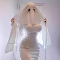 Ghost girl dress apricot lady cute ghost dress female cos halloween stage costume M gray