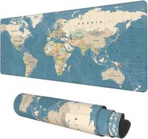 Classic Blue World Map Large Table Mat 90 × 40cm Non-slip Edge Locking Mouse and Keyboard Integrated Pad mėlyna