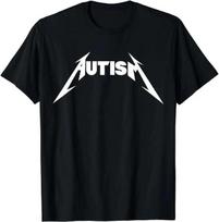 Juokingas dizainas Autizmas Skeletas Memas Metalinis Roko Stiliaus Vyrams Moterims Marškinėliai XL black