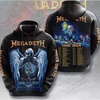 New Rock Hoodie Sweatshirt Megadeth Band Tour 3d Print Hoodie Men Women Fashion Oversized Tracksuit Men Clothing Music Coat Teen M gray