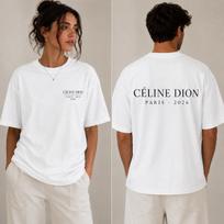 2026 Naujas Celine Dion Paryžius 2026 Šeimos Derinimo Unisex Dydžio T-shirt Priekinis Tekstas Galinė Didelė Tour Raidžių Spaudinys Streetwear Marškinėlis 160 gray