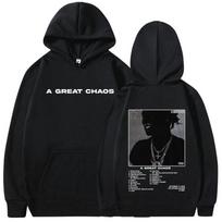 Reperis Ken Carson A Great Chaos Albumas Hoodies Vyrai Moterys Mada Harajuku Megztiniai Laisvi Dydžio Daugiau Nei Įprasta Puloveriai Streetwear 3XL juoda