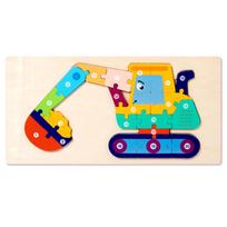3D Vehicle Wooden Puzzle Hand-eye Coordination Transportation Jigsaw Puzzle Ages 1-5 Children Toddlers Preschool Educational Toy High Quality blue