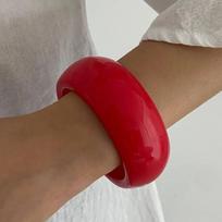 Ingemark Boho Netaisyklingas Storas Dervos Akrilo Apyrankė Moterims Vintažinis Geometrinis Metalinis Platus Apyrankė Y2K Žavesio Papuošalai Pulseras red