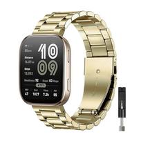 Metal Watch Band for Amazfit Bip 6/5/Active 2/3/Max/Balance 2/T-Rex 3 Belt Stainless Steel Bracelet Correa Amazfit Helio Strap Amazfit Bip 5 6-22mm beige
