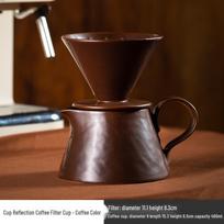 Krosnyje keptas keramikos pour-over kavos virimo rinkinys su V60 lašintuvu ir dalijimosi ąsotėliu 480ML