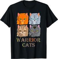 Warrior Cats Cute Cartoon Cat T-shirt S gray