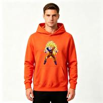 Men's Super Saiyan 3 Goku Print Pullover Hoodie Casual Long Sleeve Sweatshirt S oranžinė