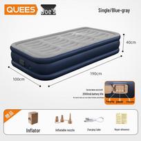 Inflatable Raised Air Mattress for Camping - Single/Double Portable Electric Flocking 190*100*40cm gray