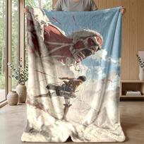 Attack on Titan Cozy Flannel Blanket, Comfortable Warm Throw Blanket for Bedroom Sofa Home Use 100cmx150cm