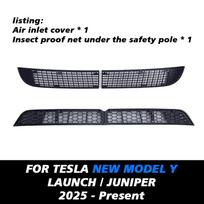 For Tesla Model Y 2020-2024 New juniper Launch 2026  Car Lower Bumper Anti Insect Net Anti Dust Proof Inner Vent Grille Cover 2 in 1 Kit 2025